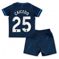 Billiga Chelsea Moises Caicedo #25 Barnkläder Borta fotbollskläder till baby 2023-24 Kortärmad (+ Korta byxor)